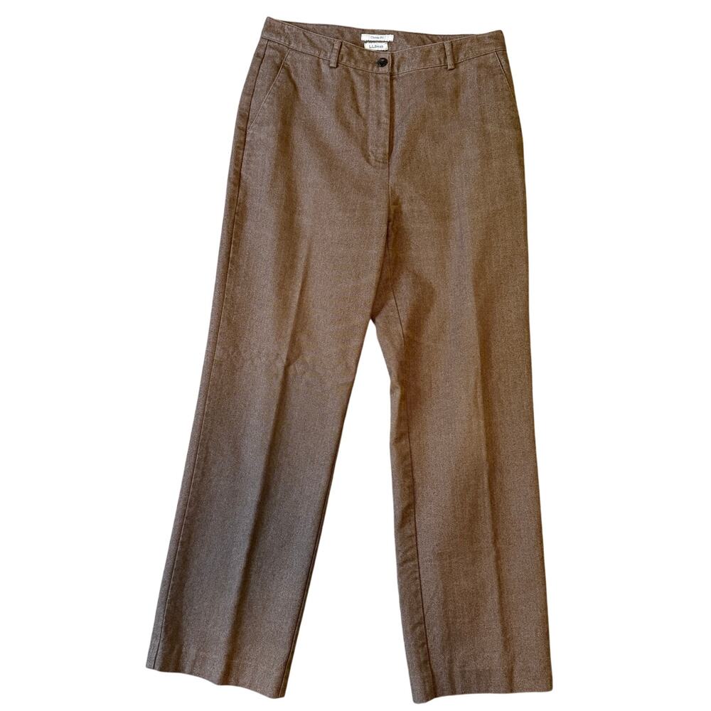 Vintage L.L. Bean Women's Brown Herringbone Trousers Size 10
